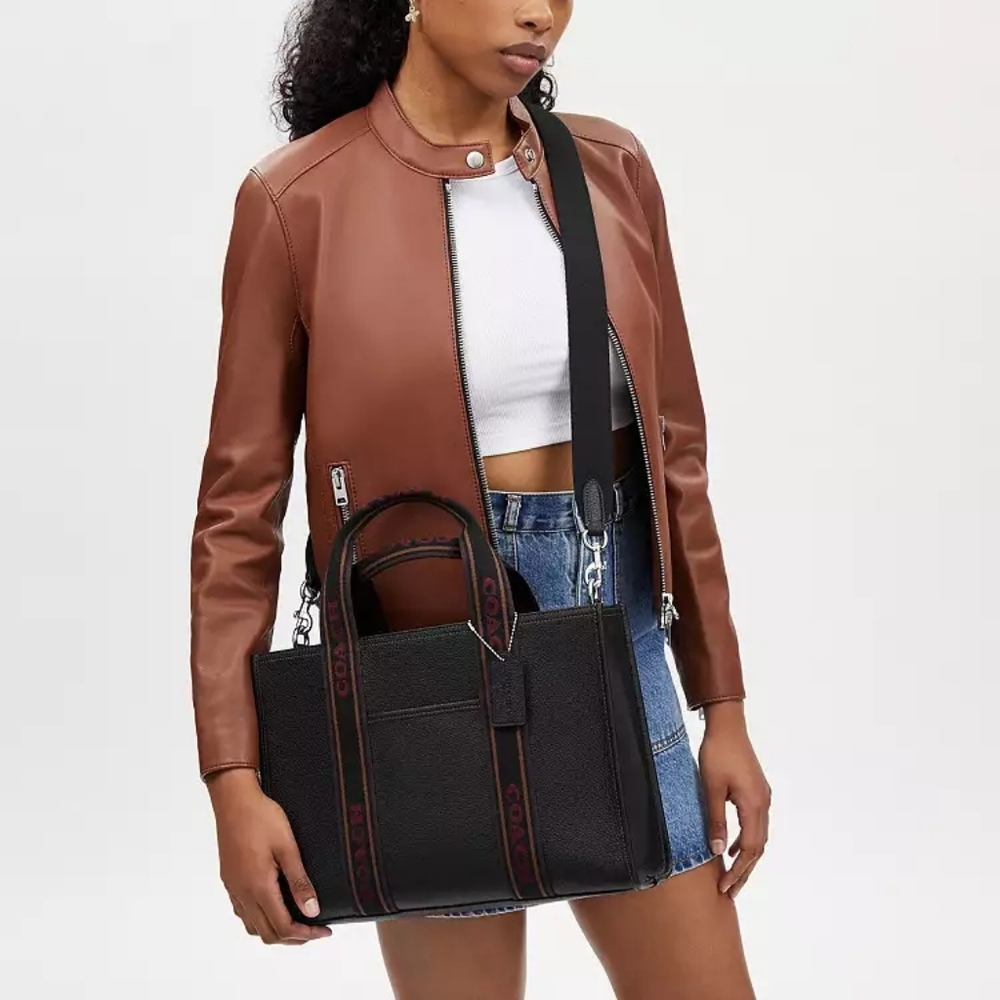 NWT! #CU997, Coach Black Leather Smith Tote Bag